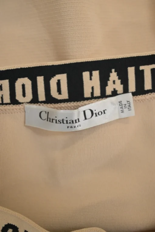 Chez Moi Essentials neutral viscose-blend bralette and brief set featuring 'CHRISTIAN DIOR J'ADIOR' band