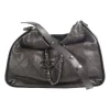 Classic quilted bronze leather shoulder bag with silver CC logo