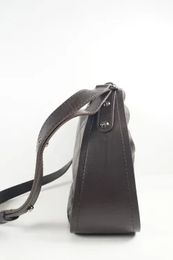 Classic quilted bronze leather shoulder bag with silver CC logo