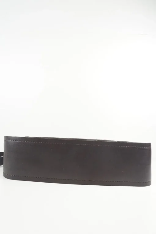 Classic quilted bronze leather shoulder bag with silver CC logo