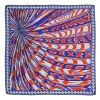 Cobalt blue and orange silk graphic abstract print scarf
