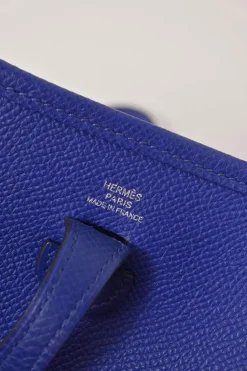 Cobalt blue Epsom leather Evelyne shoulder bag Squared JO