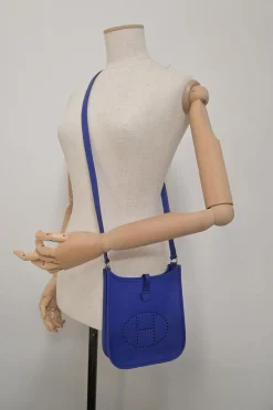 Cobalt blue Epsom leather Evelyne shoulder bag Squared JO