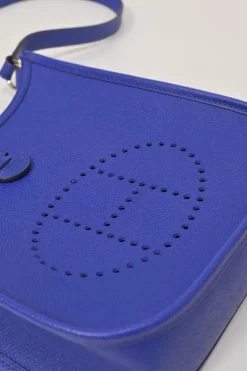 Cobalt blue Epsom leather Evelyne shoulder bag Squared JO
