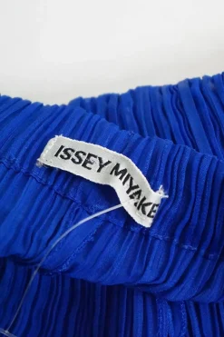 Cobalt blue polyester plissé pullover dolman sleeve top and pants set