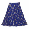 Cobalt blue silk-blend metallic floral fil-coupé midi A-line circle skirt
