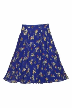 Cobalt blue silk-blend metallic floral fil-coupé midi A-line circle skirt