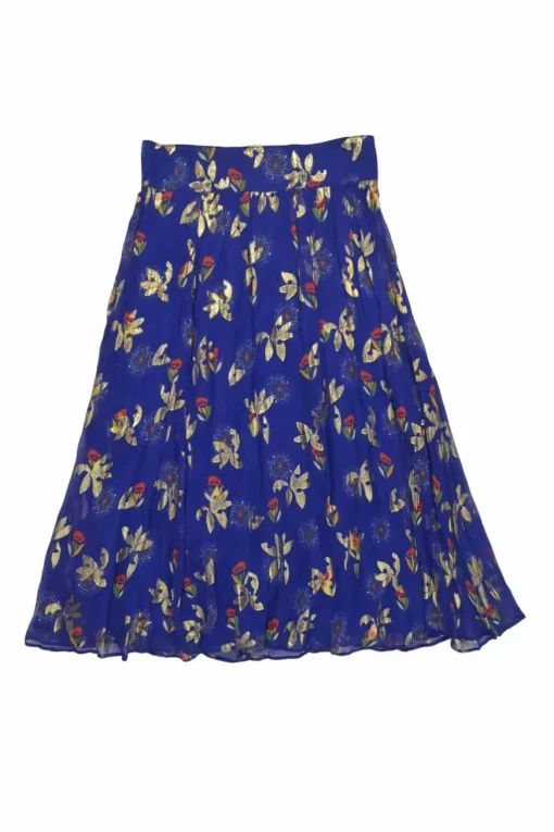 Cobalt blue silk-blend metallic floral fil-coupé midi A-line circle skirt