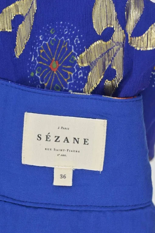 Cobalt blue silk-blend metallic floral fil-coupé midi A-line circle skirt
