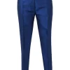 Cobalt blue wool-blend low-rise tailored trousers with extended tab closure