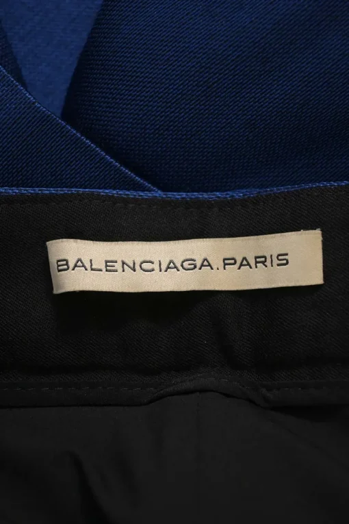 Cobalt blue wool-blend low-rise tailored trousers with extended tab closure