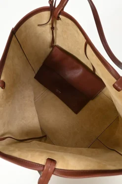 Cognac brown leather Park Tote Three bag