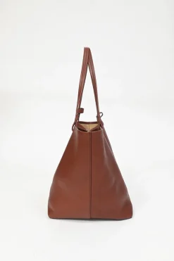Cognac brown leather Park Tote Three bag
