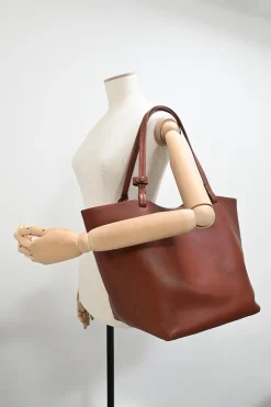 Cognac brown leather Park Tote Three bag