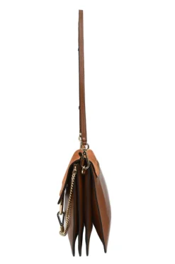 Cognac leather and suede Faye trapeze shoulder bag with adjustable strap