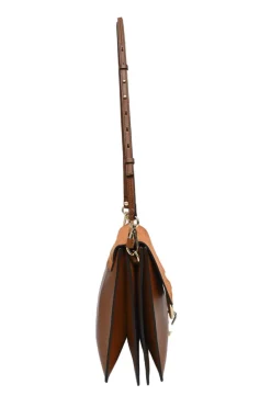 Cognac leather and suede Faye trapeze shoulder bag with adjustable strap