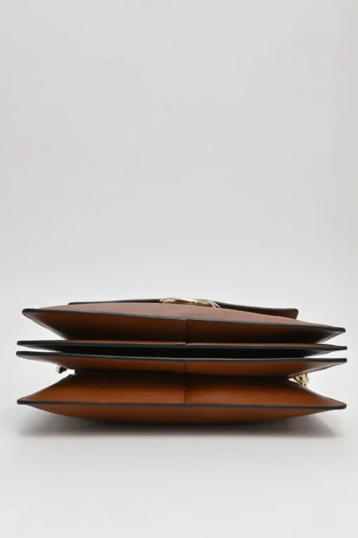 Cognac leather and suede Faye trapeze shoulder bag with adjustable strap