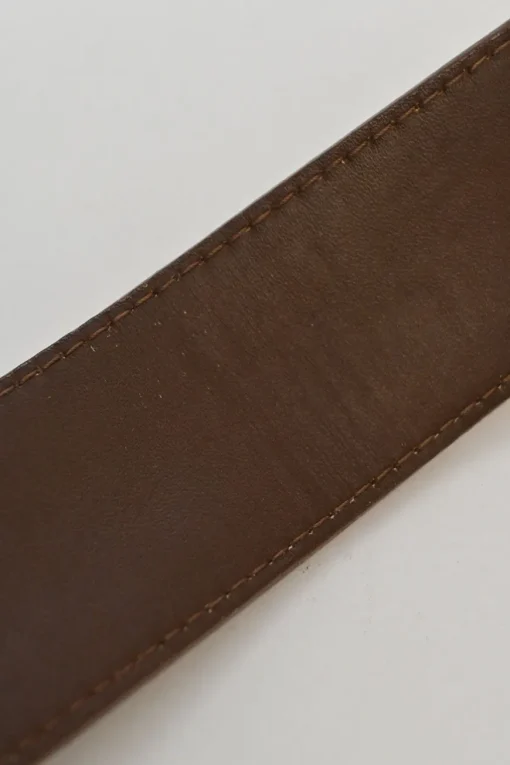 Cognac leather belt with antique brass buckle