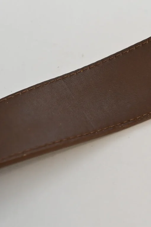 Cognac leather belt with antique brass buckle