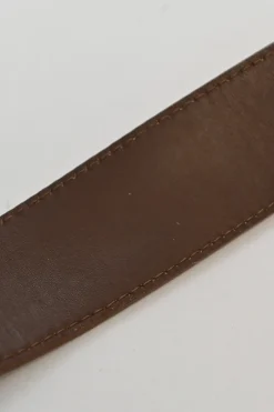Cognac leather belt with antique brass buckle