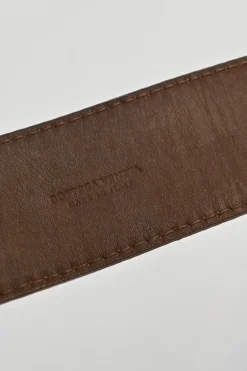Cognac leather belt with antique brass buckle