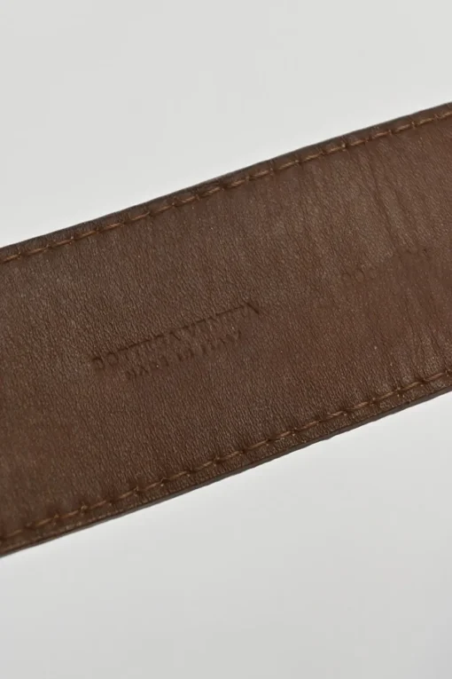 Cognac leather belt with antique brass buckle