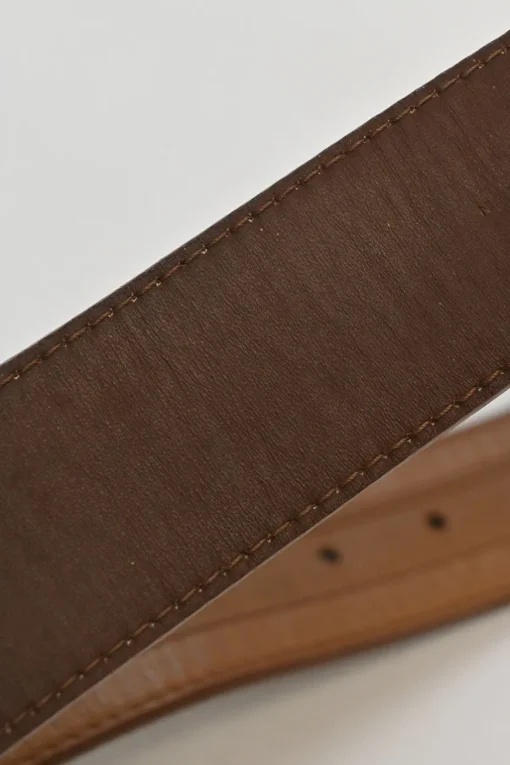 Cognac leather belt with antique brass buckle