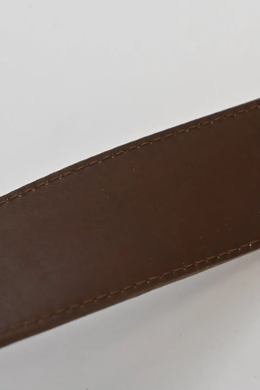 Cognac leather belt with antique brass buckle
