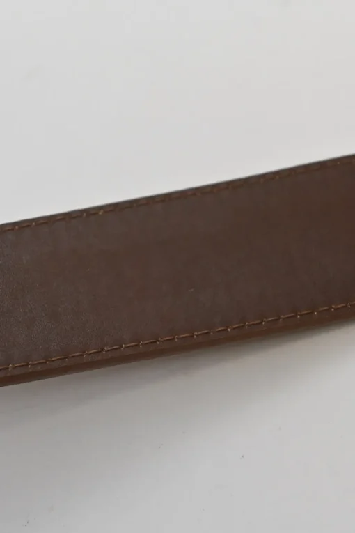 Cognac leather belt with antique brass buckle