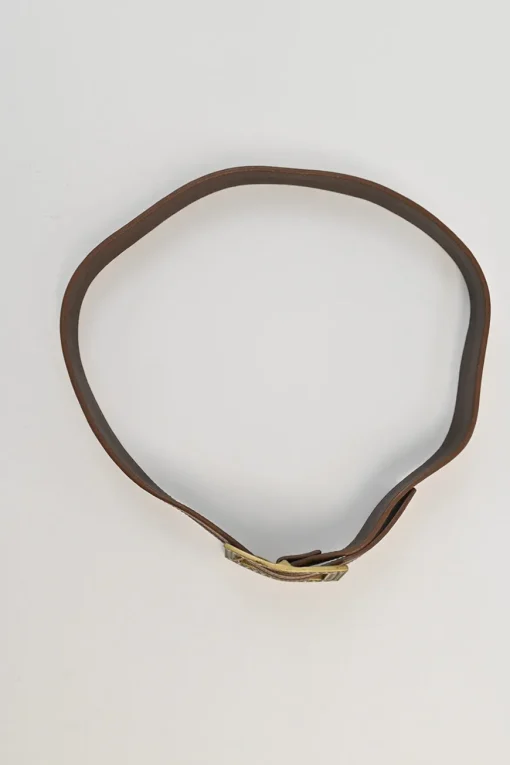Cognac leather belt with antique brass buckle