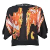 Collection orange viscose-blend metallic abstract jacquard knit dolman sleeve pullover top