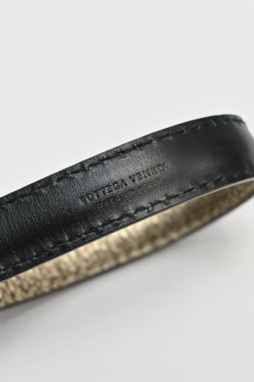Copper foiled grained calfskin skinny buckle belt