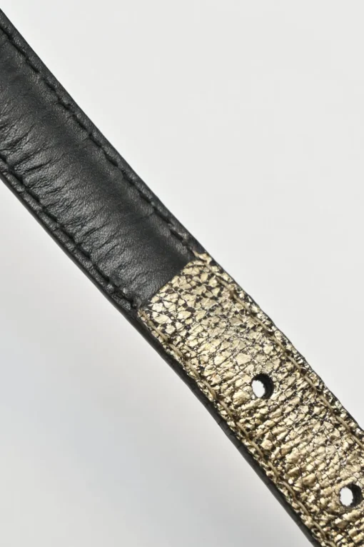 Copper foiled grained calfskin skinny buckle belt