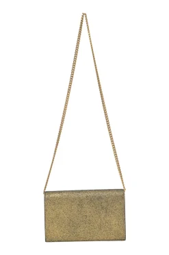 Copper lambskin Craquelle monogram wallet on chain