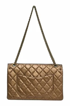 Copper matelassé crinkled lambskin 2.55 reissue 226 large double flap bag with gold-tone metallic hardware