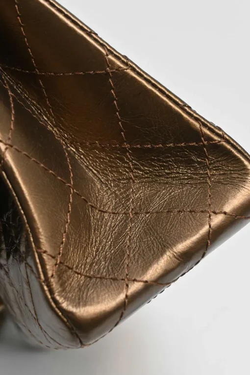 Copper matelassé crinkled lambskin 2.55 reissue 226 large double flap bag with gold-tone metallic hardware