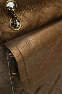 Copper matelassé crinkled lambskin 2.55 reissue 226 large double flap bag with gold-tone metallic hardware