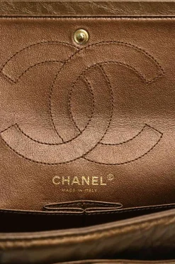 Copper matelassé crinkled lambskin 2.55 reissue 226 large double flap bag with gold-tone metallic hardware