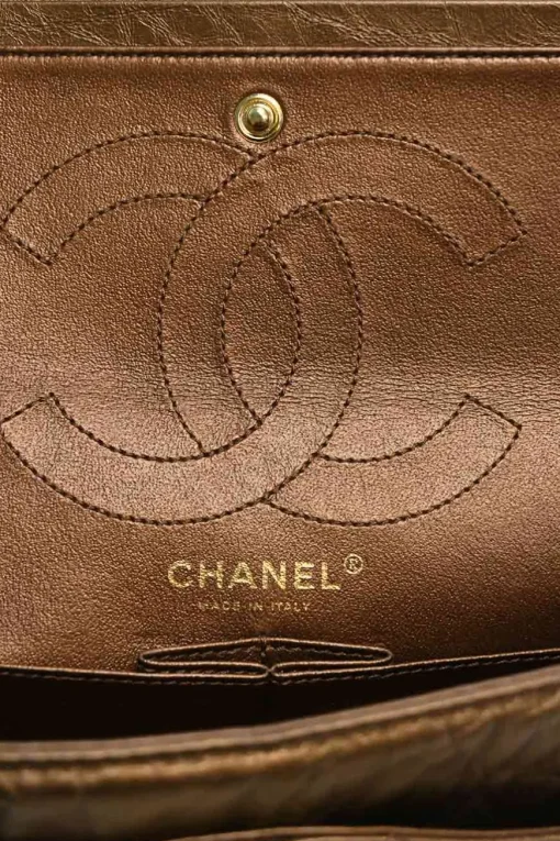 Copper matelassé crinkled lambskin 2.55 reissue 226 large double flap bag with gold-tone metallic hardware