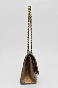Copper matelassé crinkled lambskin 2.55 reissue 226 large double flap bag with gold-tone metallic hardware