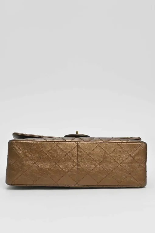 Copper matelassé crinkled lambskin 2.55 reissue 226 large double flap bag with gold-tone metallic hardware