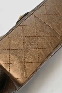Copper matelassé crinkled lambskin 2.55 reissue 226 large double flap bag with gold-tone metallic hardware