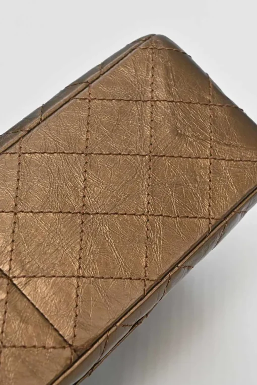 Copper matelassé crinkled lambskin 2.55 reissue 226 large double flap bag with gold-tone metallic hardware