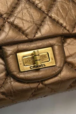 Copper matelassé crinkled lambskin 2.55 reissue 226 large double flap bag with gold-tone metallic hardware