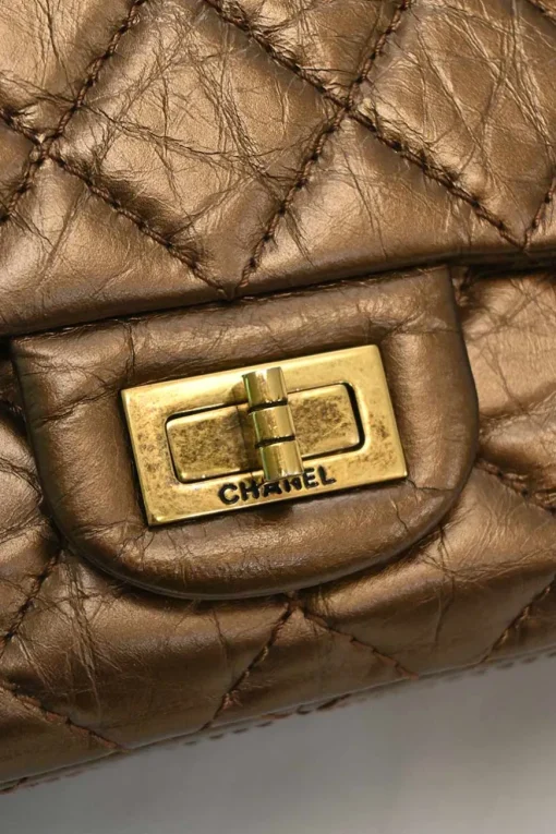 Copper matelassé crinkled lambskin 2.55 reissue 226 large double flap bag with gold-tone metallic hardware