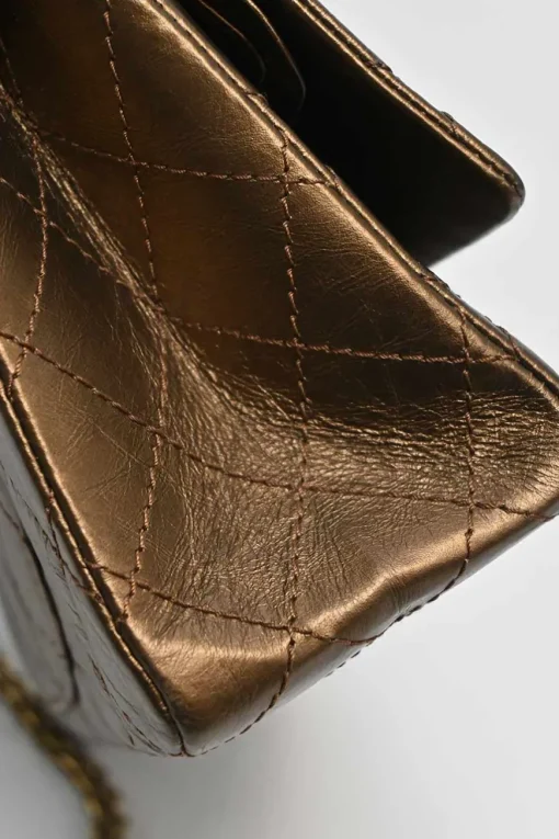 Copper matelassé crinkled lambskin 2.55 reissue 226 large double flap bag with gold-tone metallic hardware