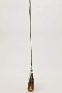 Copper patent leather crossbody kiss lock clutch with silver-tone metallic snake chain