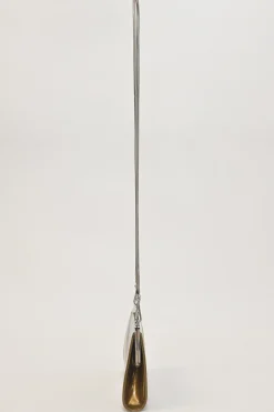 Copper patent leather crossbody kiss lock clutch with silver-tone metallic snake chain