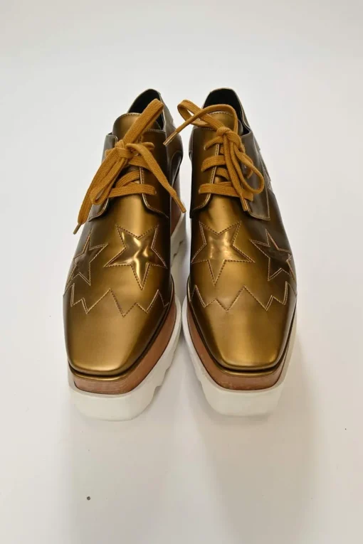 Copper polished calfskin and rubber Elyse star flatform oxfords