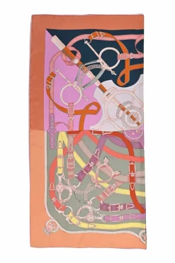 Coral and pink silk patchwork Cavalcadour scarf
